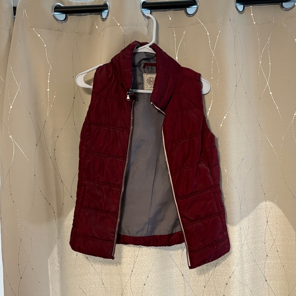 SO Burgundy and Gray Puffer Vest